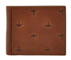 Fossil Pilot Large RFID Protection Geldtasche Flugzeug Braun