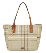 Fossil Schultertasche Emma Tote Grey Taupe Braun Linien