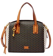 Fossil Tasche Emma F Satchel Schwarz Braun Weiß