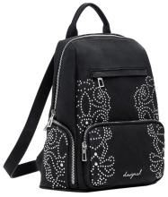 Cityrucksack Desigual schwarz Nieten Chester mini Poker Face filigran