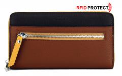 Geldtasche Retrooptik L.Credi Calais Cognac braun gelb RFID