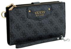 Geldtasche grau Eco Brenton SLG Coal Logo Alloverprint Guess OHNE Handschlaufe