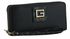 auffällige Geldtasche Metallemblem schwarz Guess Alva Black Multi