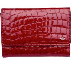 Überschlagbörse im Krokostyle Golden Head Lackleder Cayenne Kirschrot
