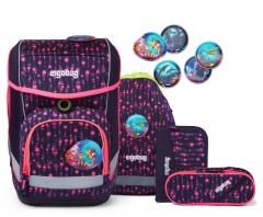 Grundschulrucksack violett neonpink ergobag cubo LUMI Edition Unterwasser