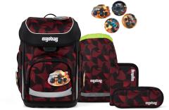 ergobag Schultaschenset UnaufhaötBär Cubo schwarz rot Monster Truck