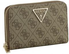 Geldbörse Ziparound Laurel II Latte Logo Guess Alloverprint beige braun