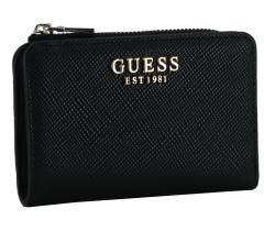 kleine Geldtasche schwarz Saffiano Guess Bolena SLG Black