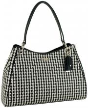 große Flechttasche schwarz beige Streifen Guess Mirema Black Multi