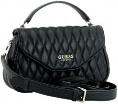 gesteppte Überschlagtasche Guess Valla Schwarz Top Handle Flap