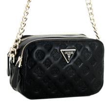 Guess Umhängetasche Noelle schwarz zweigeteilt Logoprägung