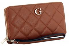 Guess Geldbörse Damen Gillian SLG Cognac Steppnähte Braun