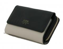 Guess Geldtasche mit Überschlag Ella Black schwarz beige