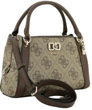 elegante Henkeltasche Guess Karnilla Latte Logo Brown beige braun 4G-Print