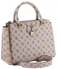 Kurzgrifftasche Guess Centre Stage Shell Logo Beige Rosa Messing