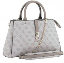 Guess Zamira Henkeltasche Dark Taupe Logo Alloverprint