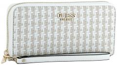 Guess Langbörse Mirema White Multi weiß beige geflochten Streifen