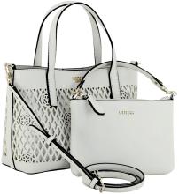 Guess Letty Kurzgrifftasche Stanzmuster Innentasche Off White