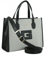 Guess Kurzgrifftasche G Status Canvas schwarz beige