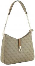 Schultertasche Guess Zamira Hobo Shoulder Bag Latte Logo 4G Alloverprint braun