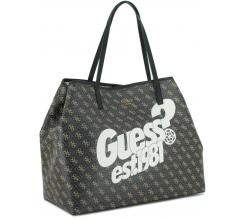 große Shoppertasche Guess Vikky Brown Logo mit auffälligem Print