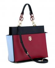 Handtasche Beere blau Tommy Hilfiger Saffiano Satchel Kette