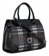 Handtasche Debby Karomuster schwarz Reptiloptik geprägt