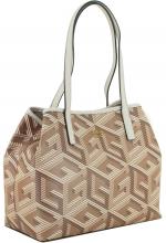 Shoppertasche Guess Vikky Taupe Logo 3D-Effekt braun Logoprint