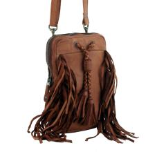 Smartphonetasche braun Leder Fransen Harbour 2nd Brigitte Cognac