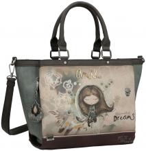 Anekke Real Kurzgrifftasche bestickt Strasssteine beige blau