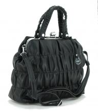 Henkeltasche L.Credi Demy schwarz Kisslock Schultergurt