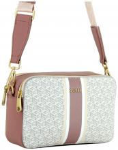 Umhängetasche Alloverprint Guess Rainee Ivory Logo Rose grau altrosa