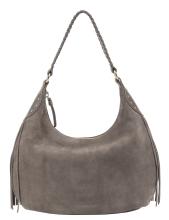 Hobobag Veloursleder Fransen Les Visionnaires Kris taupe Cozy Boho