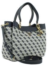 Kurzgrifftasche Guess Shemara dunkelblau beige Logostickerei 