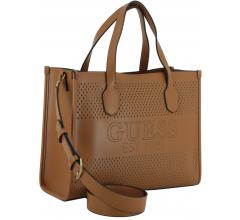 perforierte Kurzgrifftasche Guess Katey Cognac braun