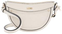 L.Credi halbrunde Handtasche Palmira creme Velours Ziernähte