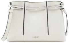 puristische Handtasche L.Credi Kontrastdetails hellgrau Zugbänder Rahmi