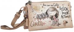 dreigeteilte Abendtasche Glitzer Hollywood Anekke beige