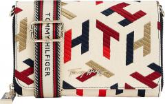 Iconic Tommy Crossover Mono Embroidered beige Überschlagtasche bestickt