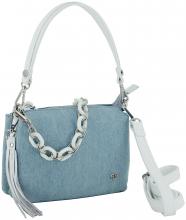 Caleidos dreigeteilte Umhängetasche Jeans Kettenhenkel Echtleder