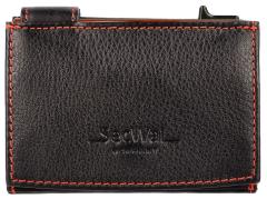 SecWal Kartenetui mit Wiener Schachtel Leder schwarz Alu rot