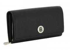 klassischer Geldbeutel Tommy Hilfiger Honey Large EW With Flap schwarz