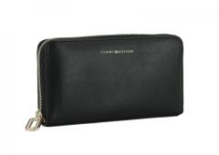 Brieftasche Tommy Hilfiger Soft Turnlock large ZA Leder schwarz Black