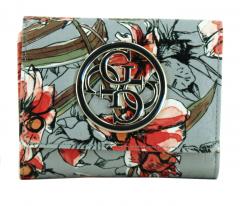 Klappgeldbörse Guess Gioia Blue Floral Blumen blau rot geprägt