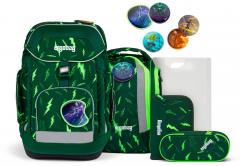 Komplettset Schulrucksack grün Superhelden Ergobag Maxi Bärtastisch