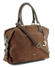Kurzgrifftasche L.Credi Danah Cognac braun Bowling Bag Velours
