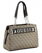 Kurzgrifftasche Logoprint braun Guess Kerrigan Satchel brown