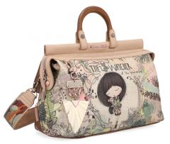Kurzgrifftasche Top Handle Anekke Jungle bestickt beige bunt