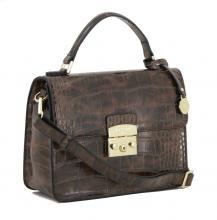Kurzgrifftasche Top Handle L.Credi Desiree Reptiloptik braun