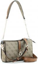Guess Zamira Top Zip Shoulder Bag Latte Logo braun Alloverprint Umhängetasche